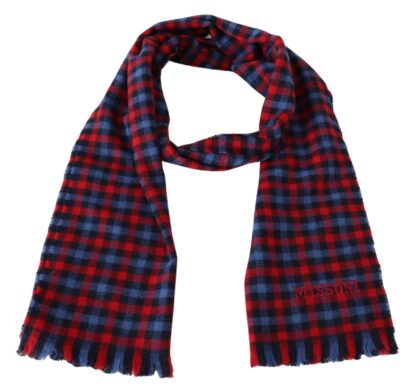 Missoni - Chic Check Pattern Wool Scarf with Logo Embroidery