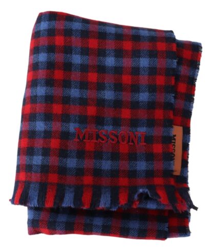 Missoni - Chic Check Pattern Wool Scarf with Logo Embroidery