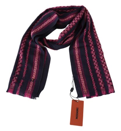 Missoni - Elegant Striped Wool Scarf in Black and Pink