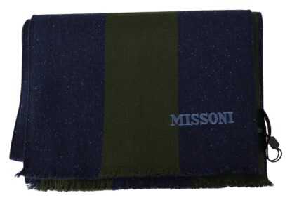 Missoni - Authentic Wool Scarf with Stripes and Logo Embroidery