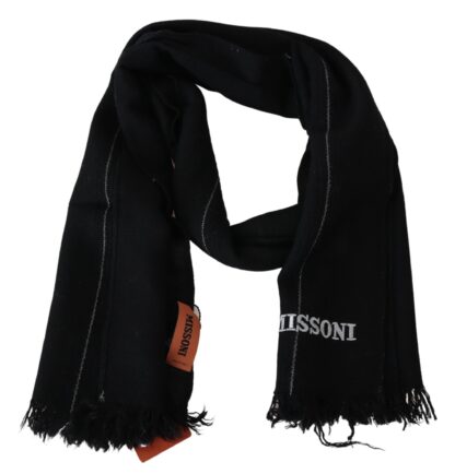 Missoni - Elegant Black Wool Scarf with Logo Embroidery