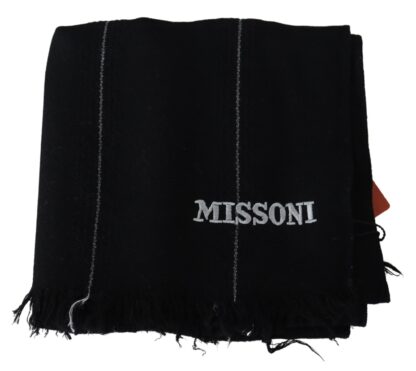 Missoni - Elegant Black Wool Scarf with Logo Embroidery