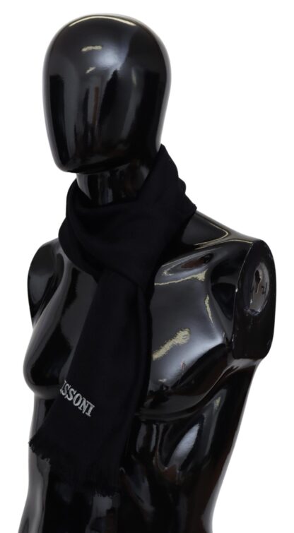 Missoni - Elegant Black Wool Scarf with Logo Embroidery