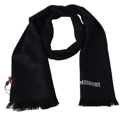 Missoni - Elegant Black Wool Scarf with Logo Embroidery