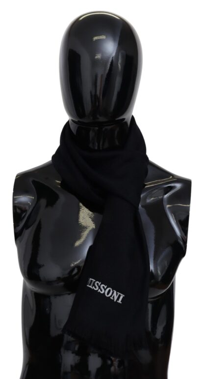 Missoni - Elegant Black Wool Scarf with Logo Embroidery