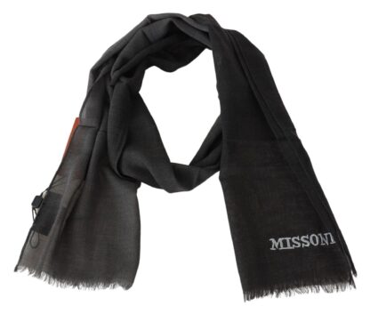 Missoni - Elegant Black Wool Scarf with Embroidered Logo