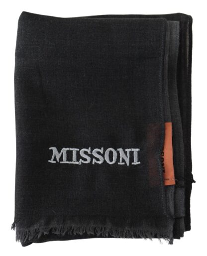 Missoni - Elegant Black Wool Scarf with Embroidered Logo