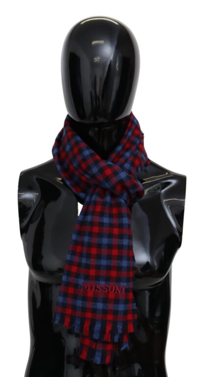 Missoni - Elegant Checkered Wool Scarf with Fringes