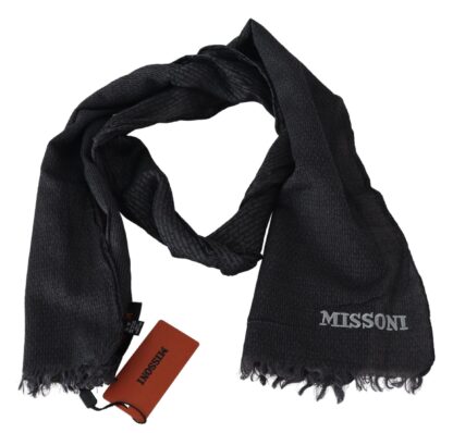 Missoni - Elegant Black Wool Fringed Scarf