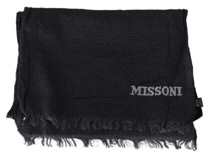 Missoni - Elegant Black Wool Fringed Scarf