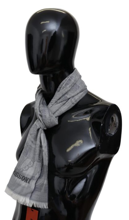 Missoni - Chic Unisex Gray Wool Scarf with Logo Embroidery