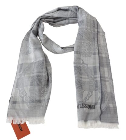 Missoni - Chic Unisex Gray Wool Scarf with Logo Embroidery