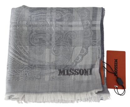 Missoni - Chic Unisex Gray Wool Scarf with Logo Embroidery