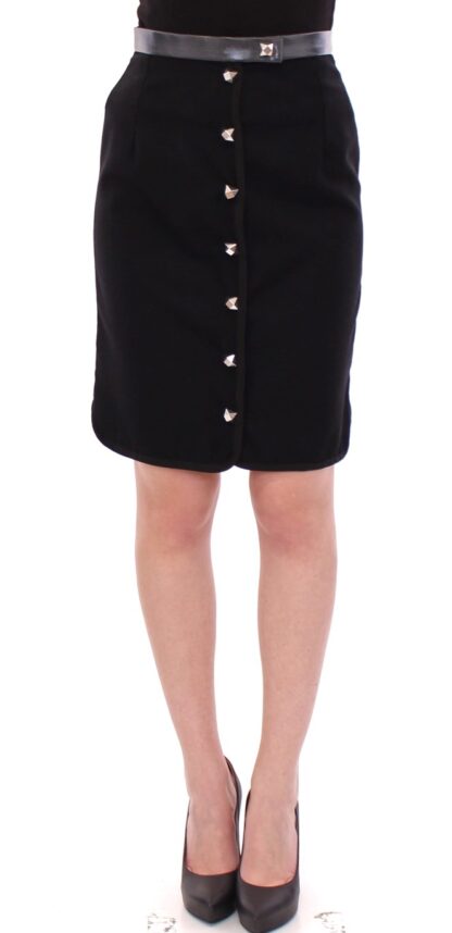 Corrado De Biase - Elegant Black Wool-Cotton Blend Skirt