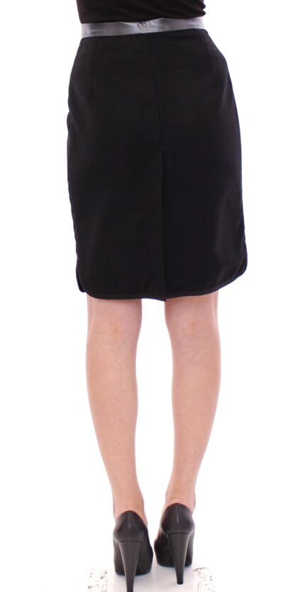 Corrado De Biase - Elegant Black Wool-Cotton Blend Skirt