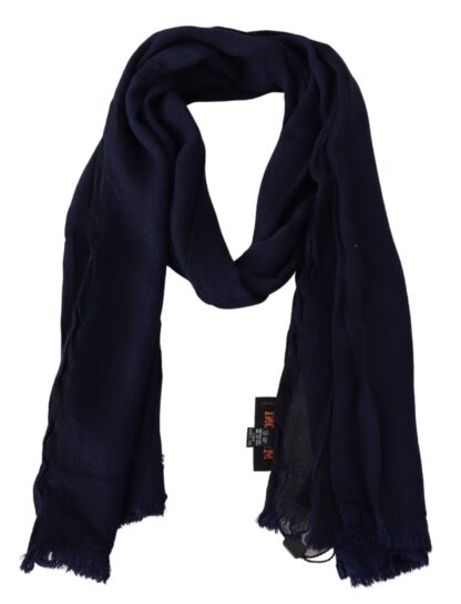 Missoni - Elegant Blue Wool Scarf with Embroidered Logo