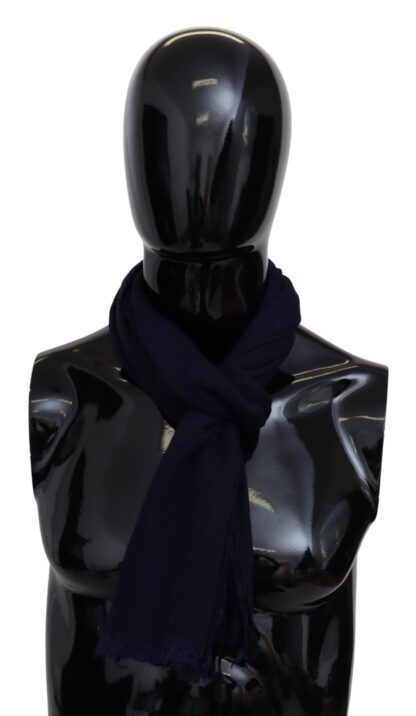 Missoni - Elegant Blue Wool Scarf with Embroidered Logo