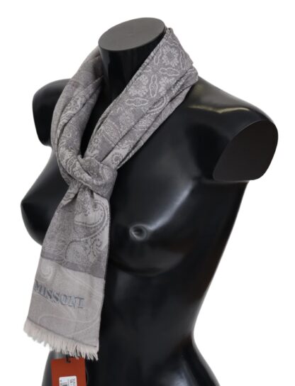 Missoni - Elegant Paisley Wool Scarf in Gray