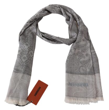 Missoni - Elegant Paisley Wool Scarf in Gray