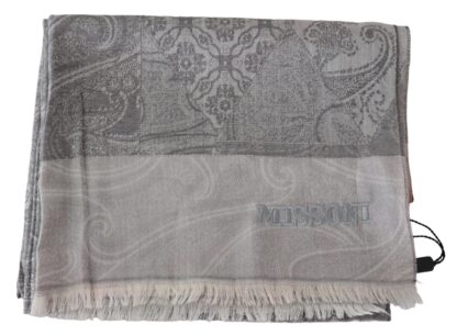 Missoni - Elegant Paisley Wool Scarf in Gray