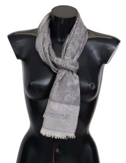 Missoni - Elegant Paisley Wool Scarf in Gray