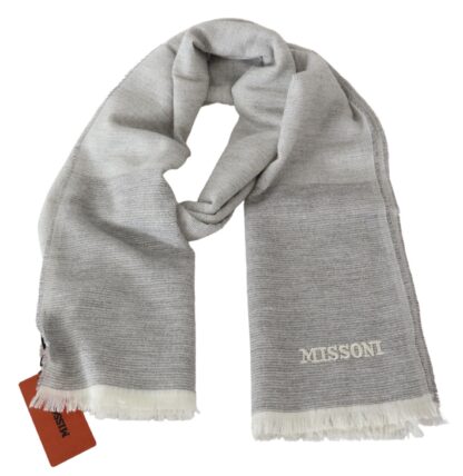 Missoni - Elegant Beige Wool Scarf with Embroidery Detail