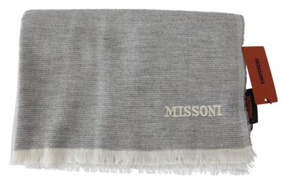 Missoni - Elegant Beige Wool Scarf with Embroidery Detail