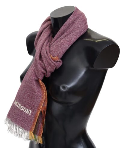 Missoni - Chic Maroon Cashmere Scarf with Logo Embroidery