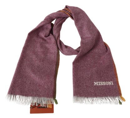 Missoni - Chic Maroon Cashmere Scarf with Logo Embroidery