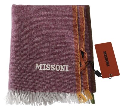 Missoni - Chic Maroon Cashmere Scarf with Logo Embroidery