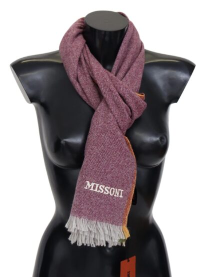 Missoni - Chic Maroon Cashmere Scarf with Logo Embroidery