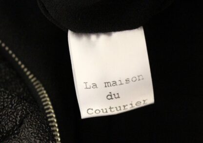 La Maison du Couturier - Elegant Black Leather Jumpsuit with Waist Strap