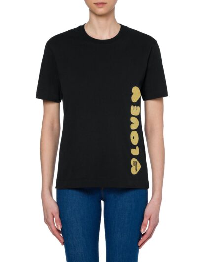 Love Moschino - Chic Lurex Heart Logo Cotton Tee