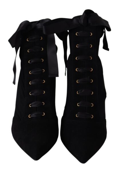 Dolce & Gabbana - Elegant Black Ankle Heel Boots with Leather Sole