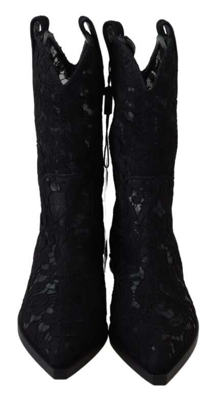 Dolce & Gabbana - Elegant Viscose Leather Ankle Boots with Crystals