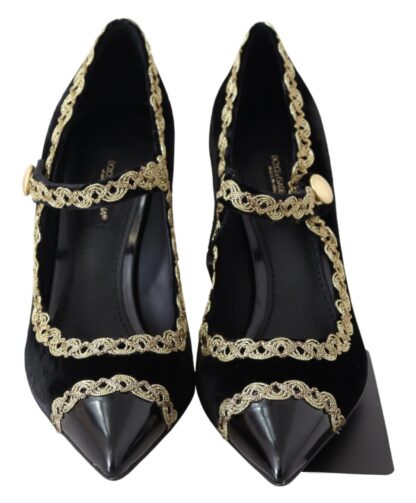 Dolce & Gabbana - Elegant Velvet Patent Embroidered Pumps