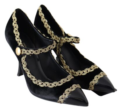 Dolce & Gabbana - Elegant Velvet Patent Embroidered Pumps