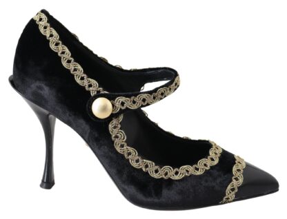 Dolce & Gabbana - Elegant Velvet Patent Embroidered Pumps