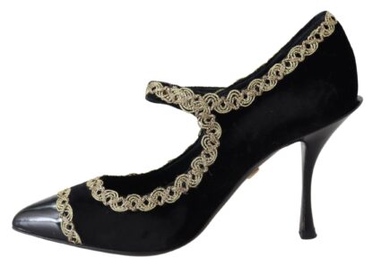 Dolce & Gabbana - Elegant Velvet Patent Embroidered Pumps