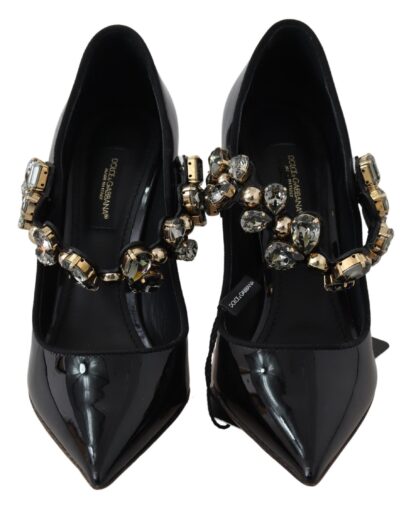 Dolce & Gabbana - Elegant Black Leather Crystal Pumps