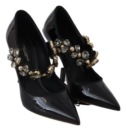 Dolce & Gabbana - Elegant Black Leather Crystal Pumps