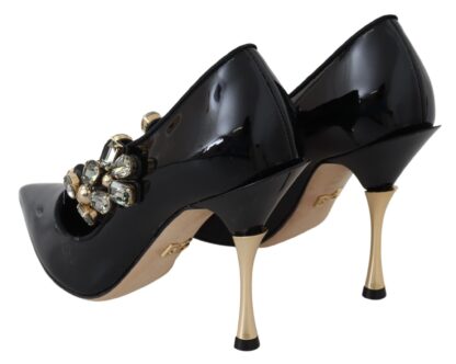 Dolce & Gabbana - Elegant Black Leather Crystal Pumps