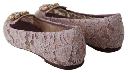 Dolce & Gabbana - Enchanting Pink Lace Flats with Crystal Embellishments