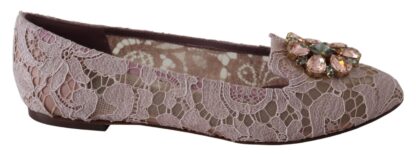 Dolce & Gabbana - Enchanting Pink Lace Flats with Crystal Embellishments