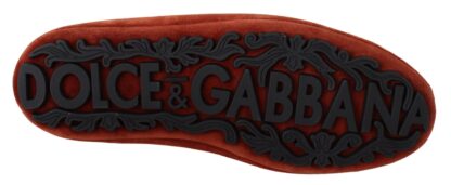 Dolce & Gabbana - Opulent Orange Leather Loafers with Gold Embroidery