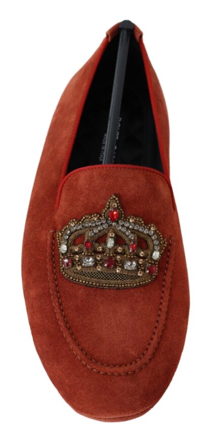 Dolce & Gabbana - Opulent Orange Leather Loafers with Gold Embroidery