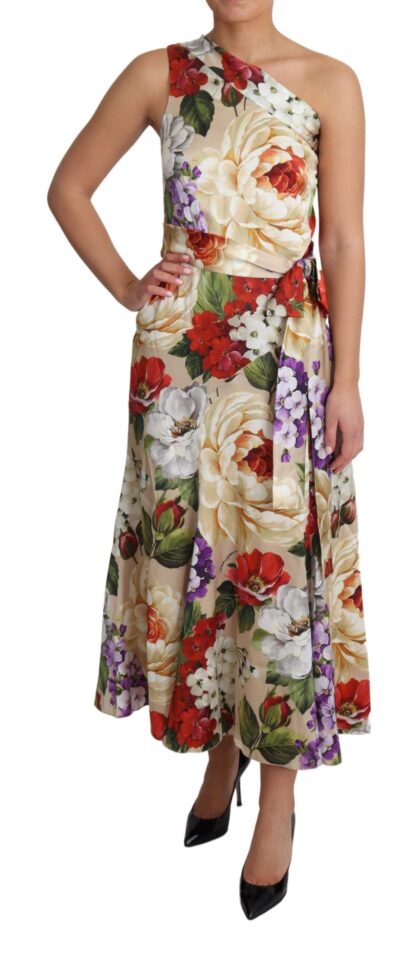 Dolce & Gabbana - Elegant One-Shoulder Floral Silk Maxi Dress