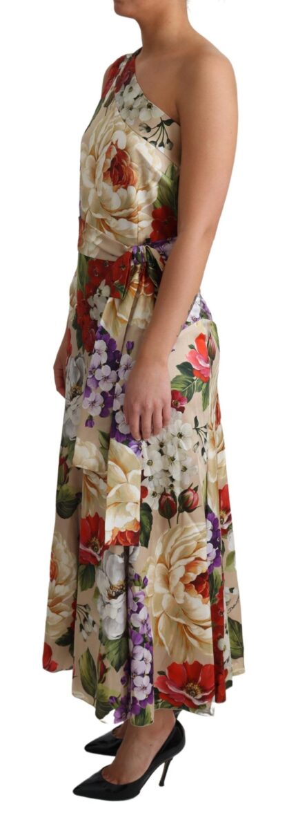 Dolce & Gabbana - Elegant One-Shoulder Floral Silk Maxi Dress