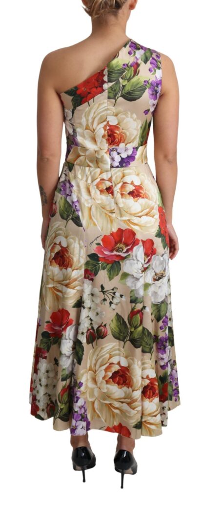 Dolce & Gabbana - Elegant One-Shoulder Floral Silk Maxi Dress