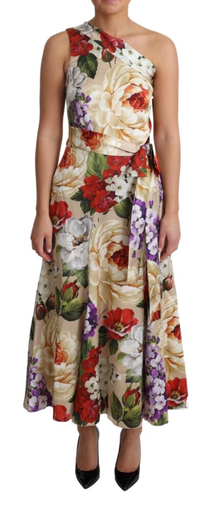 Dolce & Gabbana - Elegant One-Shoulder Floral Silk Maxi Dress